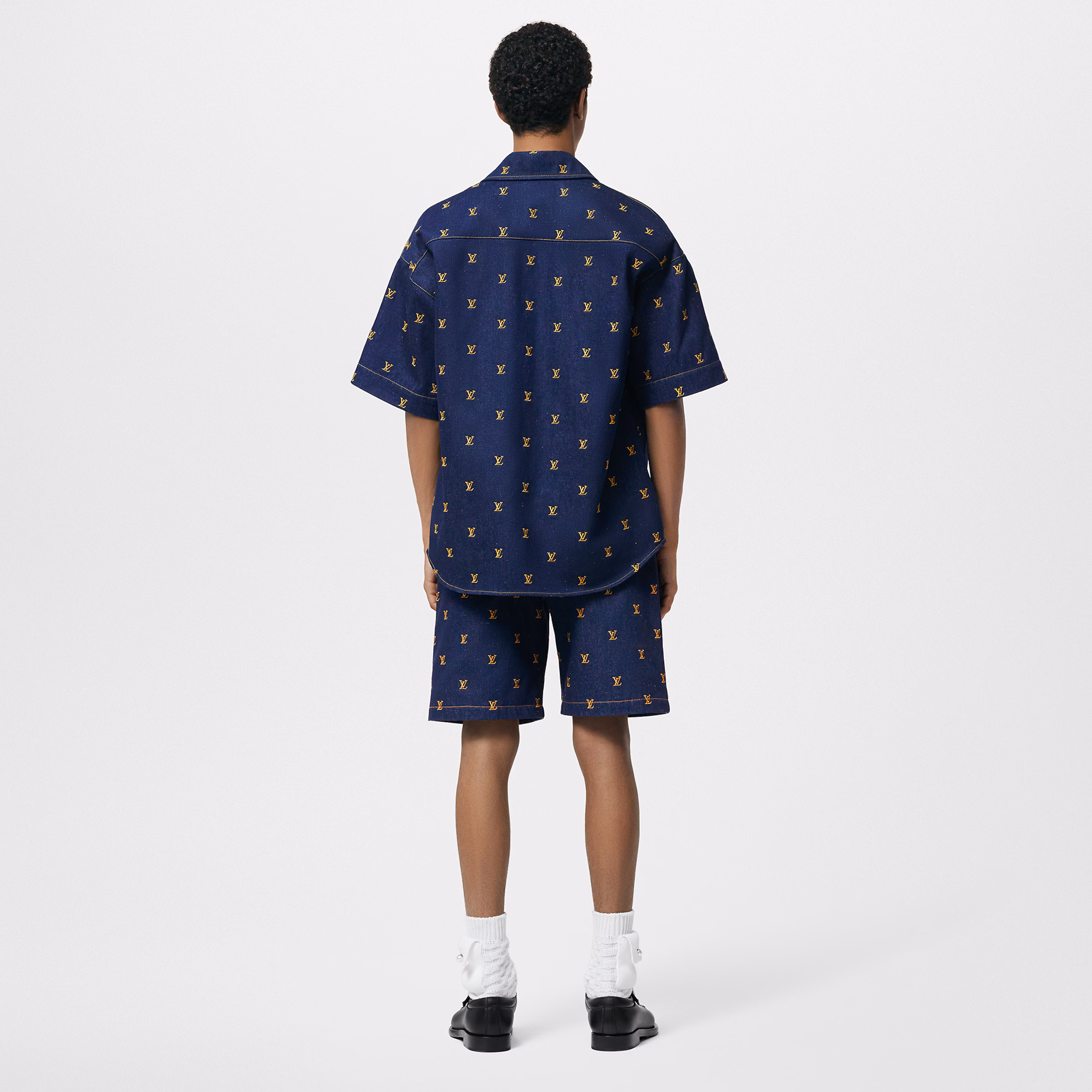 Embroidered Signature Denim Shorts 035