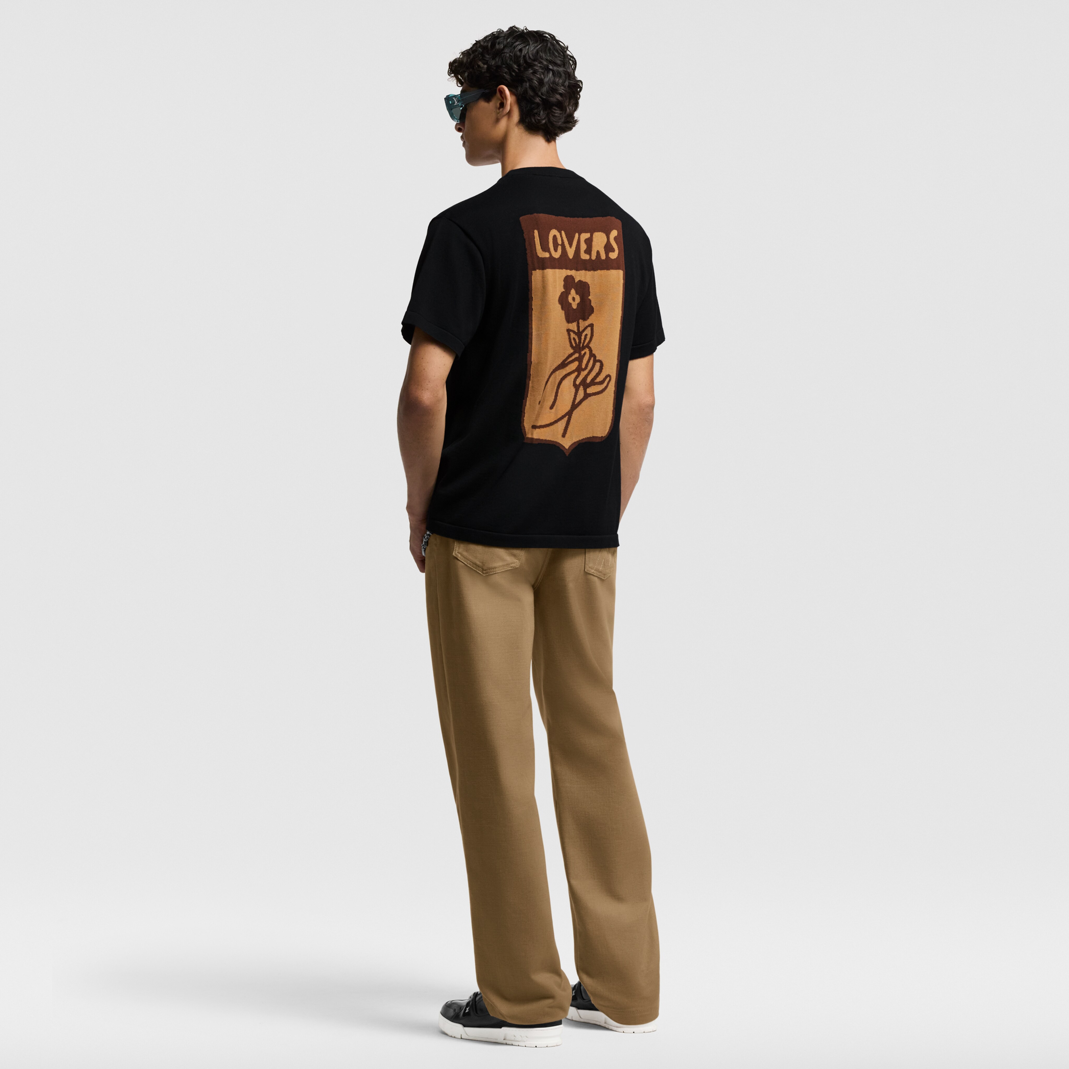 Short-Sleeved Cotton Intarsia Crewneck 041